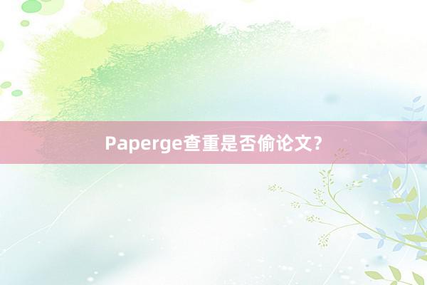 Paperge查重是否偷论文？