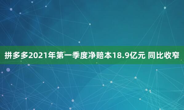 拼多多2021年第一季度净赔本18.9亿元 同比收窄